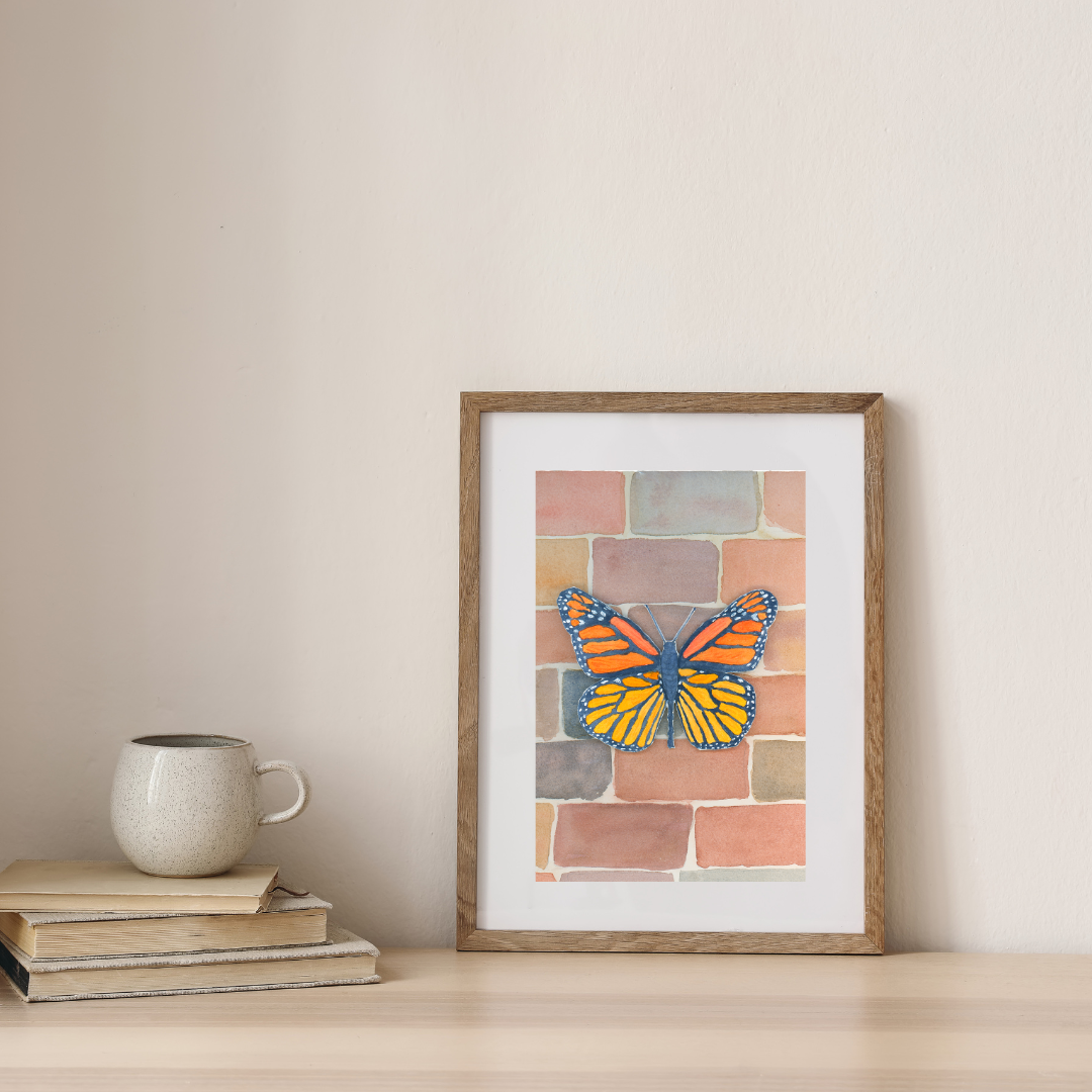 Monotone Monarch Art Print