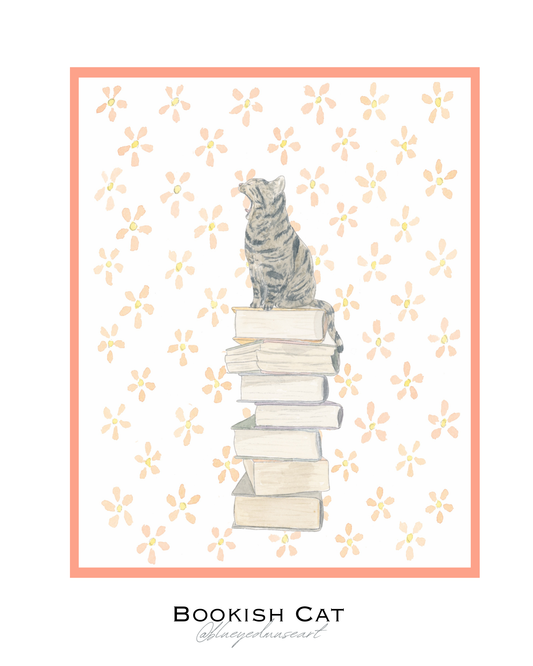 Bookish Cat Art Print