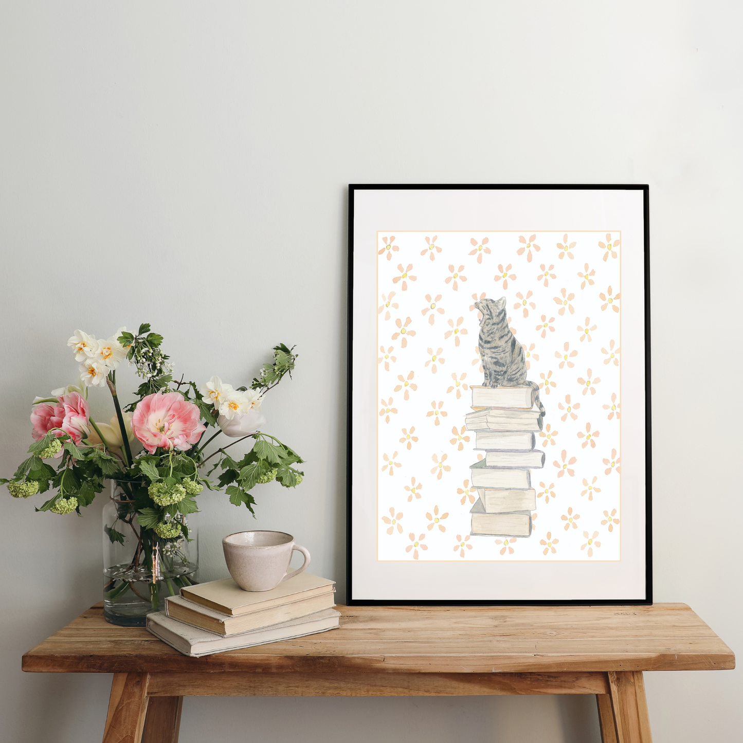 Bookish Cat Art Print