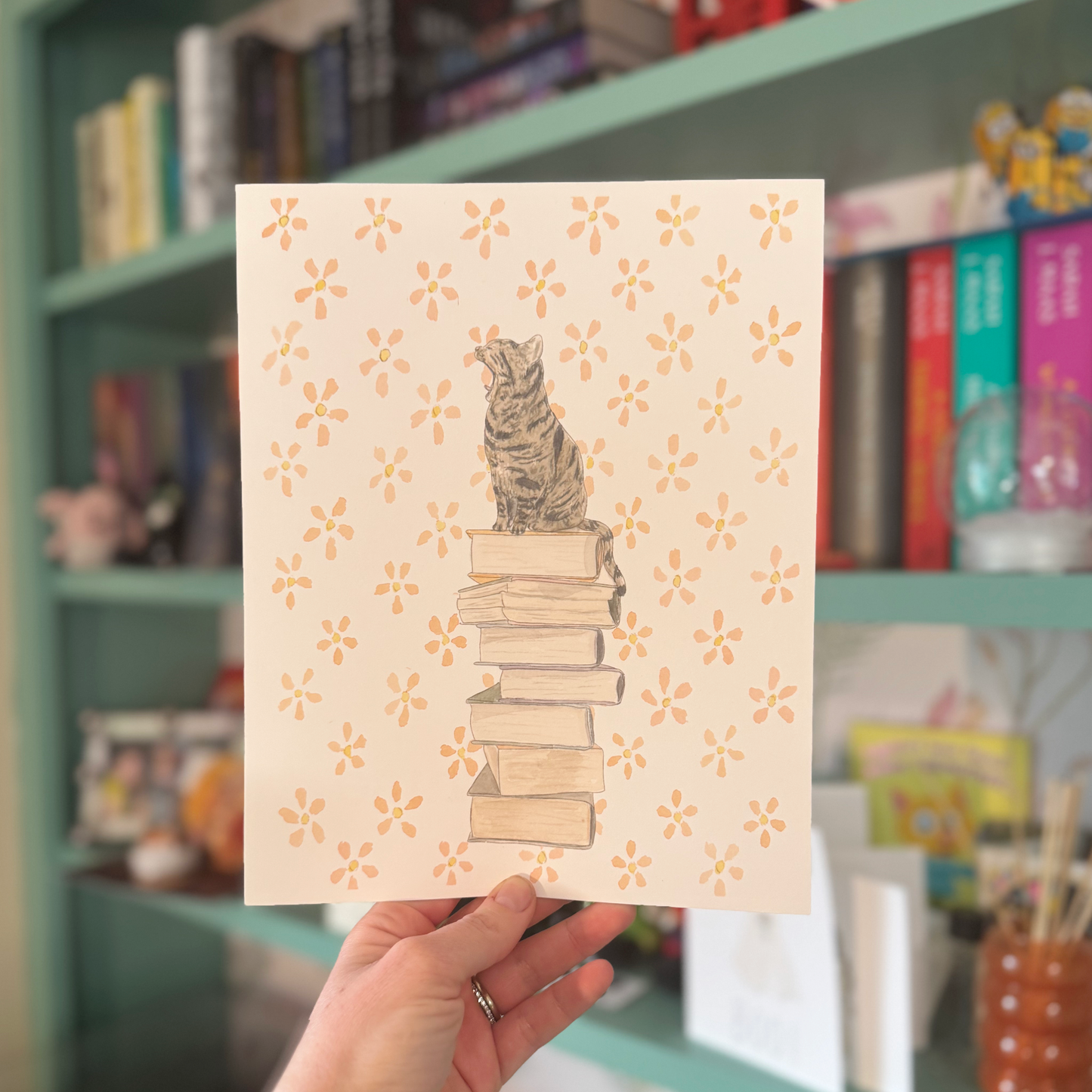 Bookish Cat Art Print