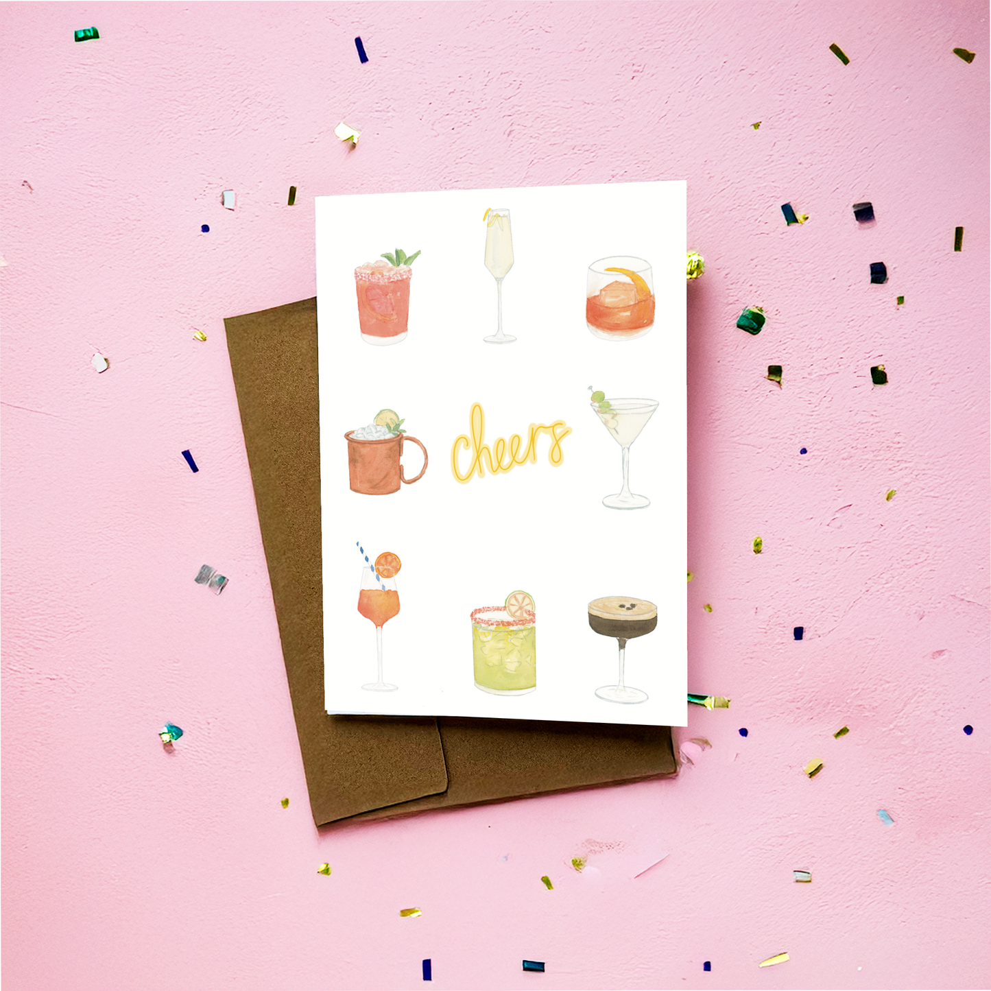 Cheers Classic Cocktails Greeting Card
