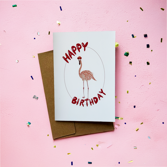 Cool Flamingo Happy Birthday Greeting Card