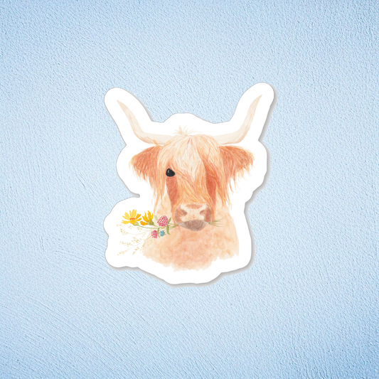 Wildflower Highland Vinyl Sticker