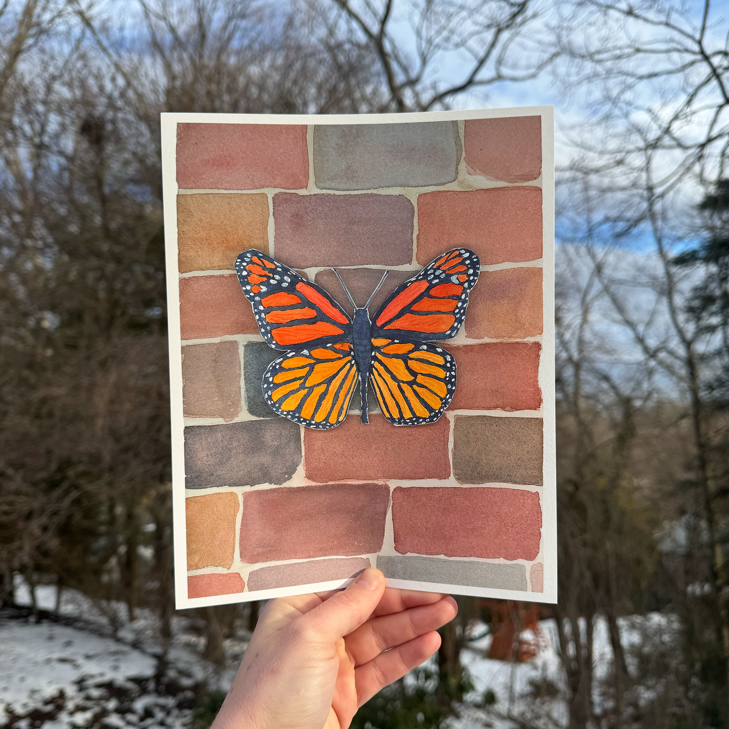 Monotone Monarch Art Print