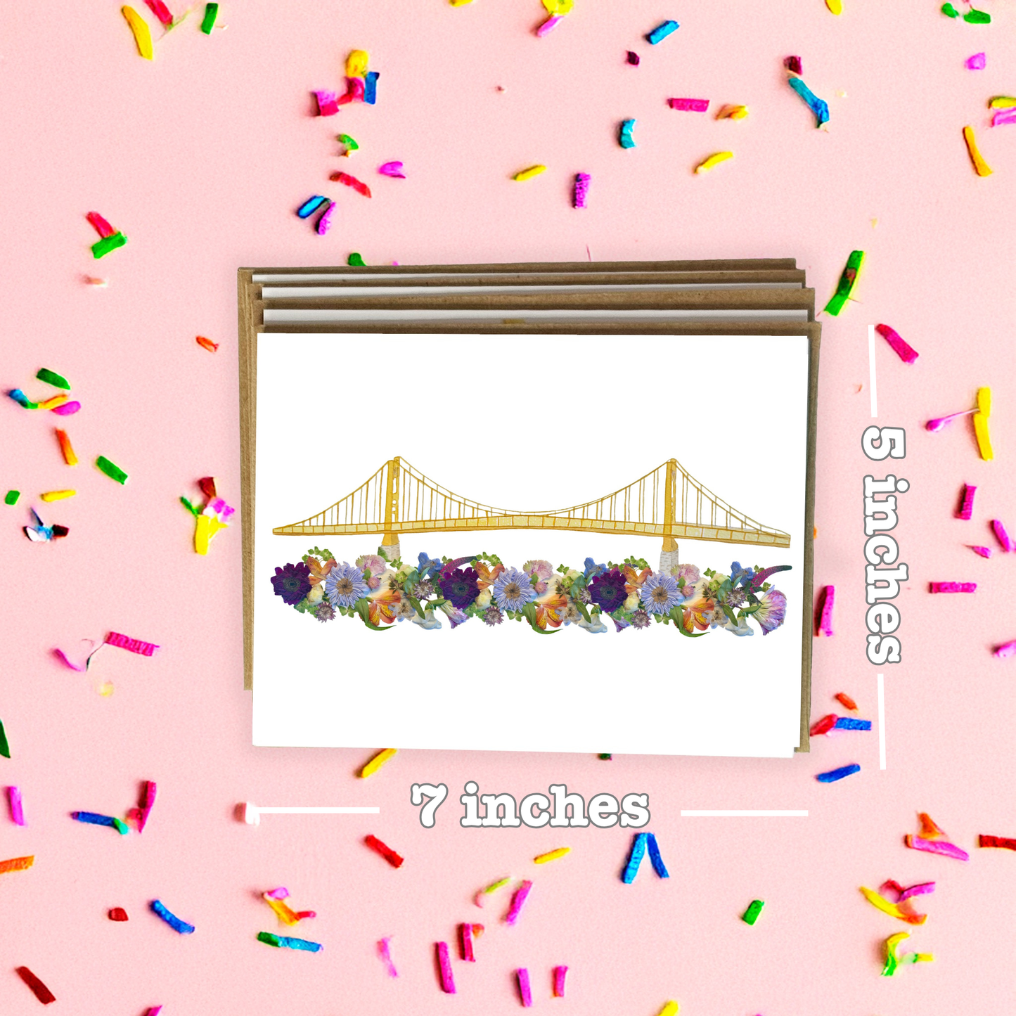 Floral Pittsburgh Bridge Greeting Card