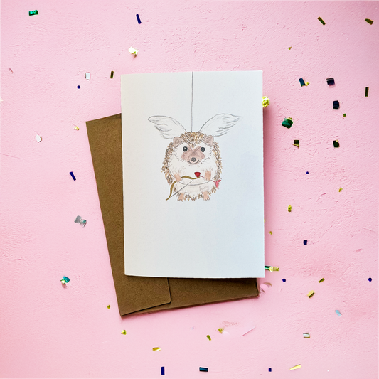 Cupid's Hedgehog Greeting Card